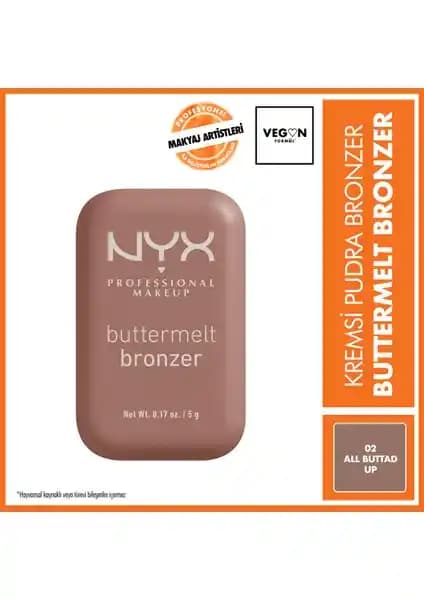 NYX Buttermelt Kremsi Pudra Bronzer 02 All Buttad Up: Doğal Bronzluk ve Işıltılı Bitiş