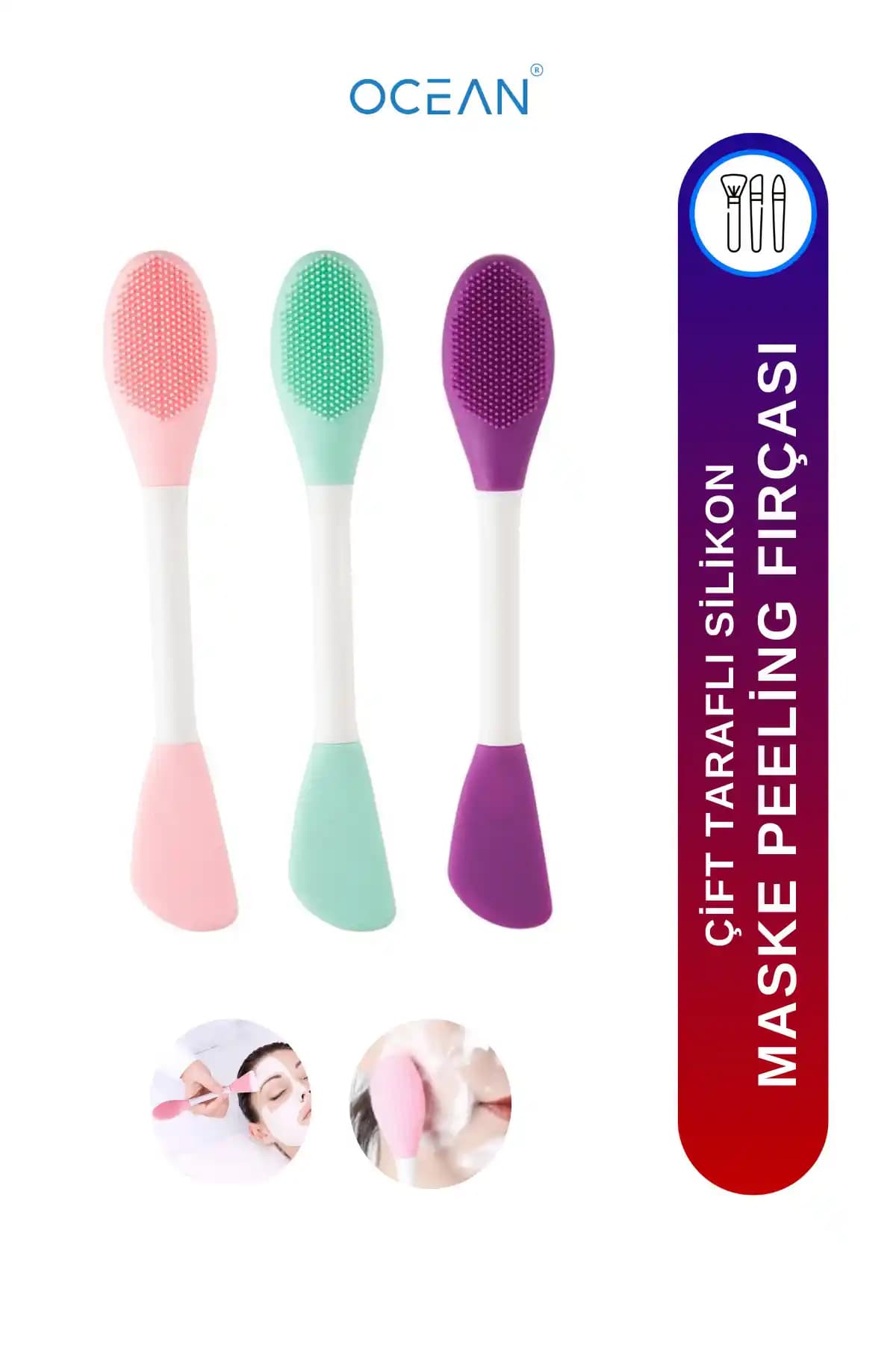 Ocean Çift Taraflı Silikon Yüz Maskesi: Uygulama ile Peeling Fırçası ve Nem Sağlama