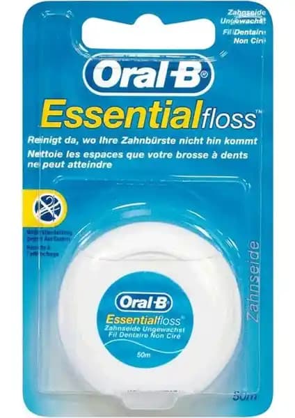 Oral-B Essential Floss Diş İpi 50 m Aromasız Naylon Liflerle Dayanıklı Diş Arası Temizliği