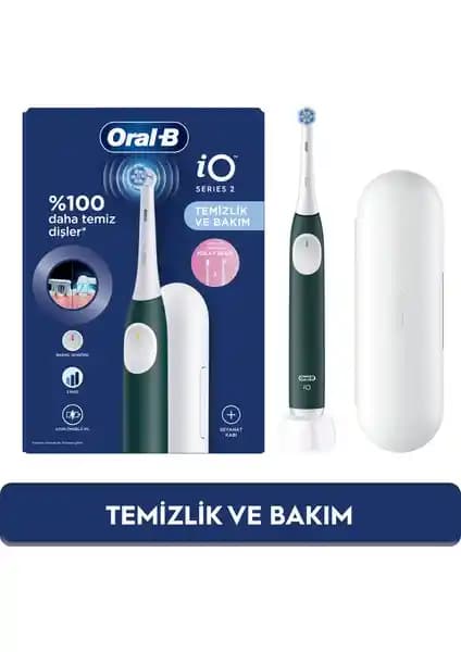 Oral-B iO 2 Şarjlı Diş Fırçası Yeşil: 3 Mod, Basınç Sensörü ve Seyahat Kılıfı ile