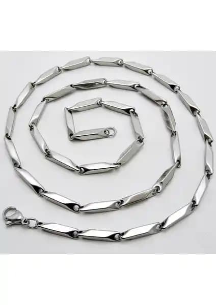 Paslanmaz Çelik Kare Küp Bambu Tema Kolye Erkek ve Kadın Uyumlu Şık Aksesuar