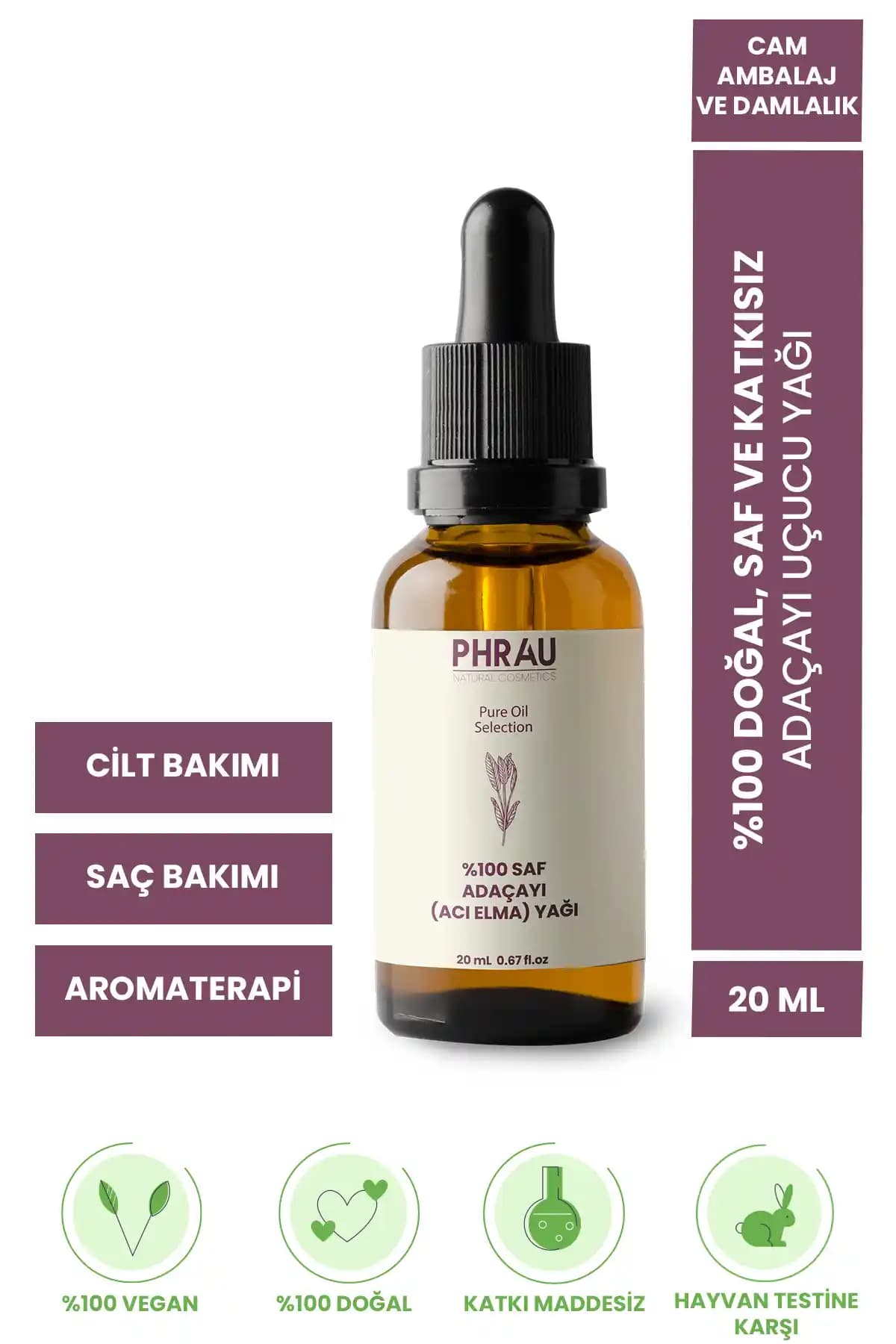 Phrau %100 Saf Adaçayı Uçucu Yağı (Acı Elma): Özellikler, Üretim Süreci ve Ambalaj Bilgileri