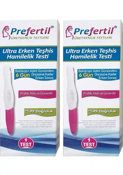 Prefertil Ultra Erken Teşhis Gebelik Testi – Evde, 2 Test, %99 Doğruluk, 10 mIU/ml, 6 Gün Önce