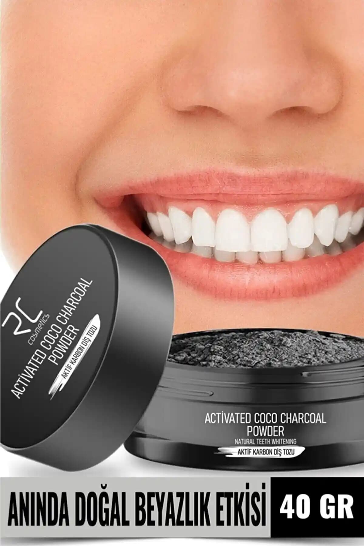 RC COSMETİCS Aktif Karbon Diş Temizleme Tozu ile Lekeler Giderilir ve Ağız Kokusunu Azaltır