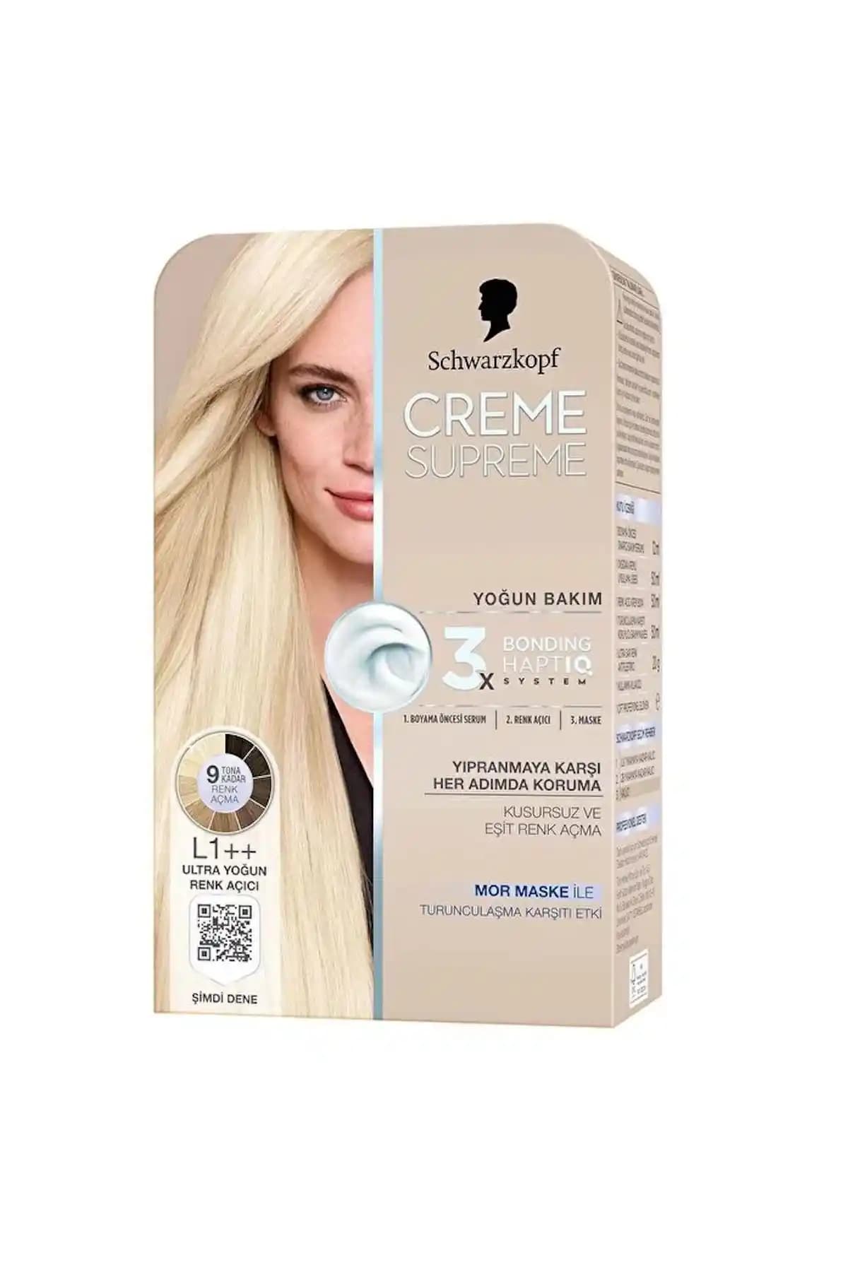 Schwarzkopf Creme Supreme L1++ Ultra Renk Açıcı ve Üçlü Haptiq Sistem ile Bağ Onarımı