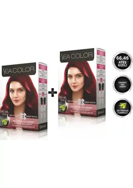 Sea Color 66.46 Ateş Kızılı Set: Krem Boya ile Kalıcı Doğal ve Parlak Kırmızı Sonuçlar