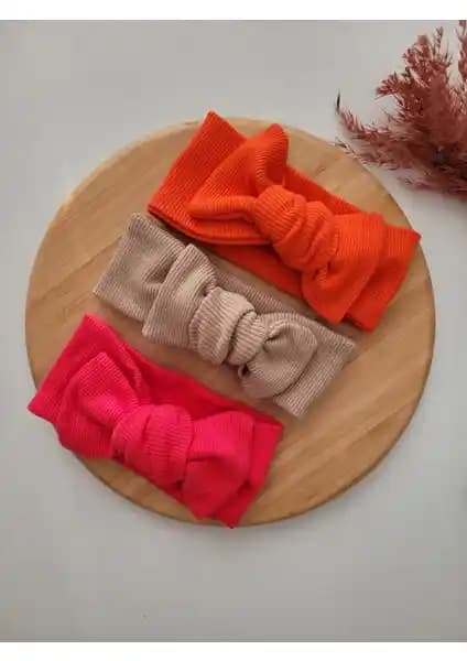 Seher Bebe Büküm Ribana Bandana 3’lü Set: 0-6 Yaş Kız Çocukları İçin Rahat Aksesuar