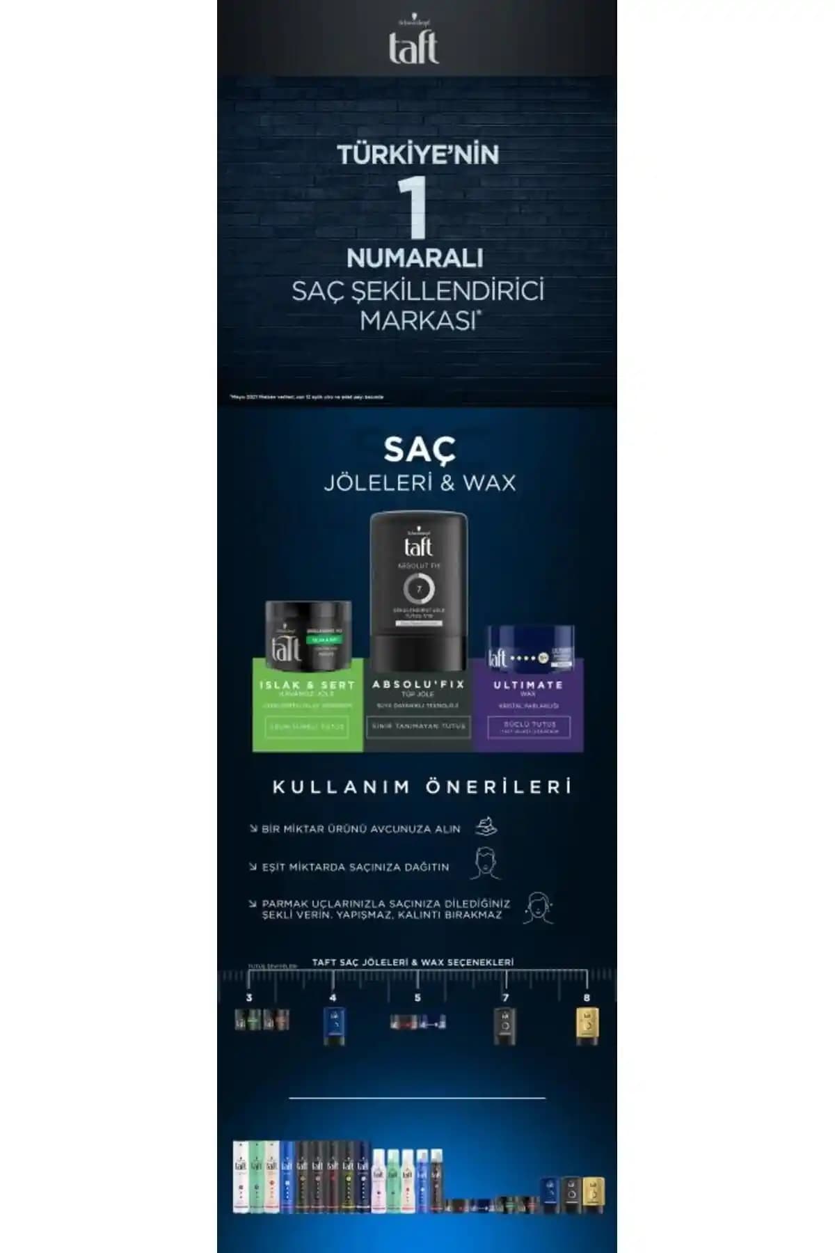 Taft Ultimate Wax 75 ml ile Kremsi formda yüksek tutuculuk ve kristal parlaklık sunar