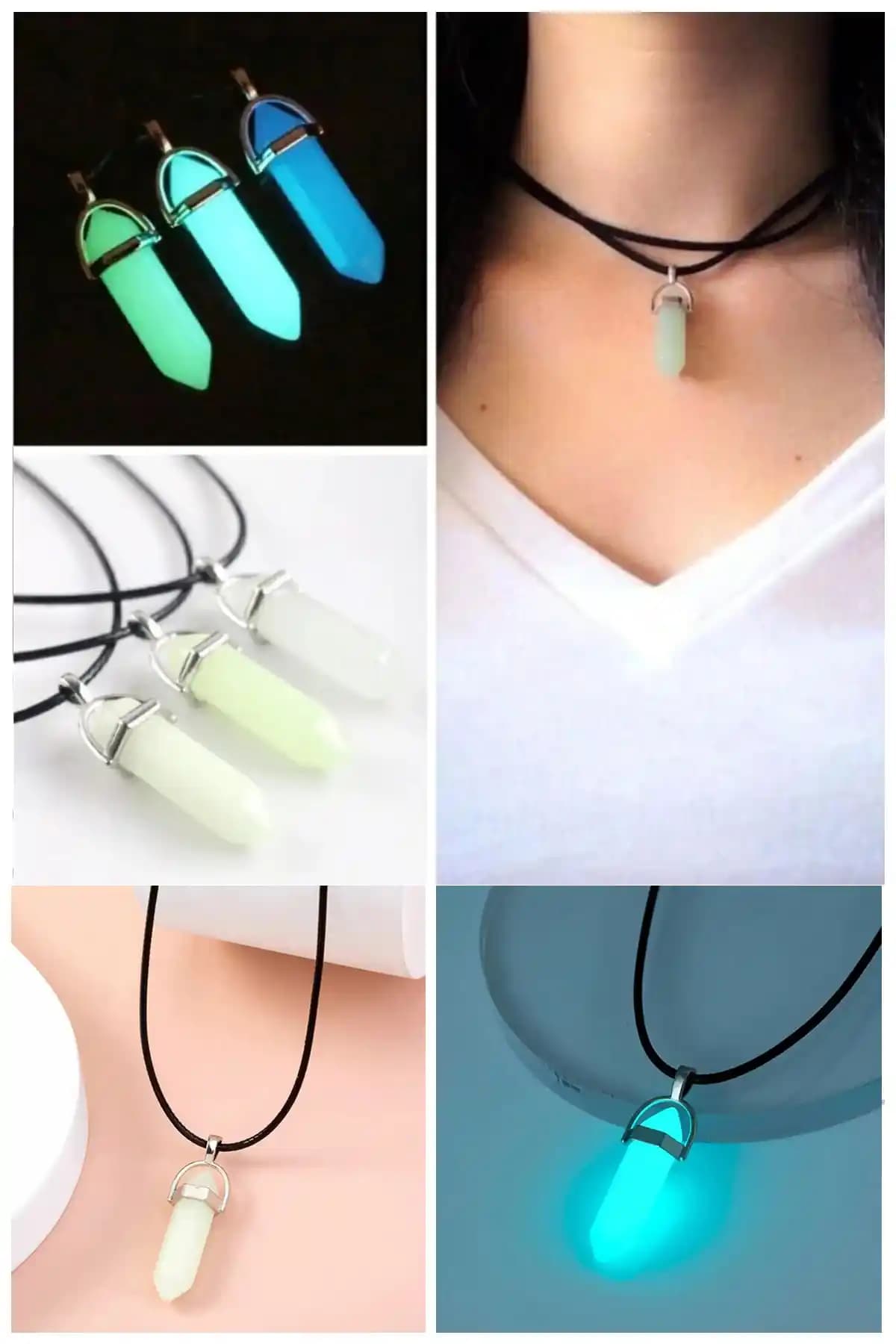 THE Gifts Karanlıkta Parlayan Neon Kolye: Doğal Taşlı Gümüş Tasarım ve Gece-Gündüz Işıltısı