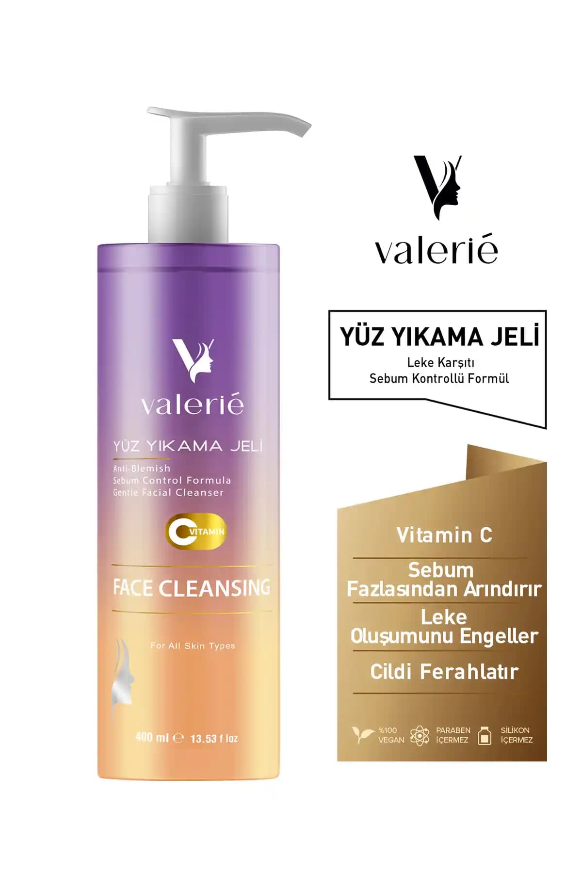 Valerie Siyah Nokta ve Akne Karşıtı C Vitaminli Yüz Yıkama Jeli Canlandırıcı 400 ml