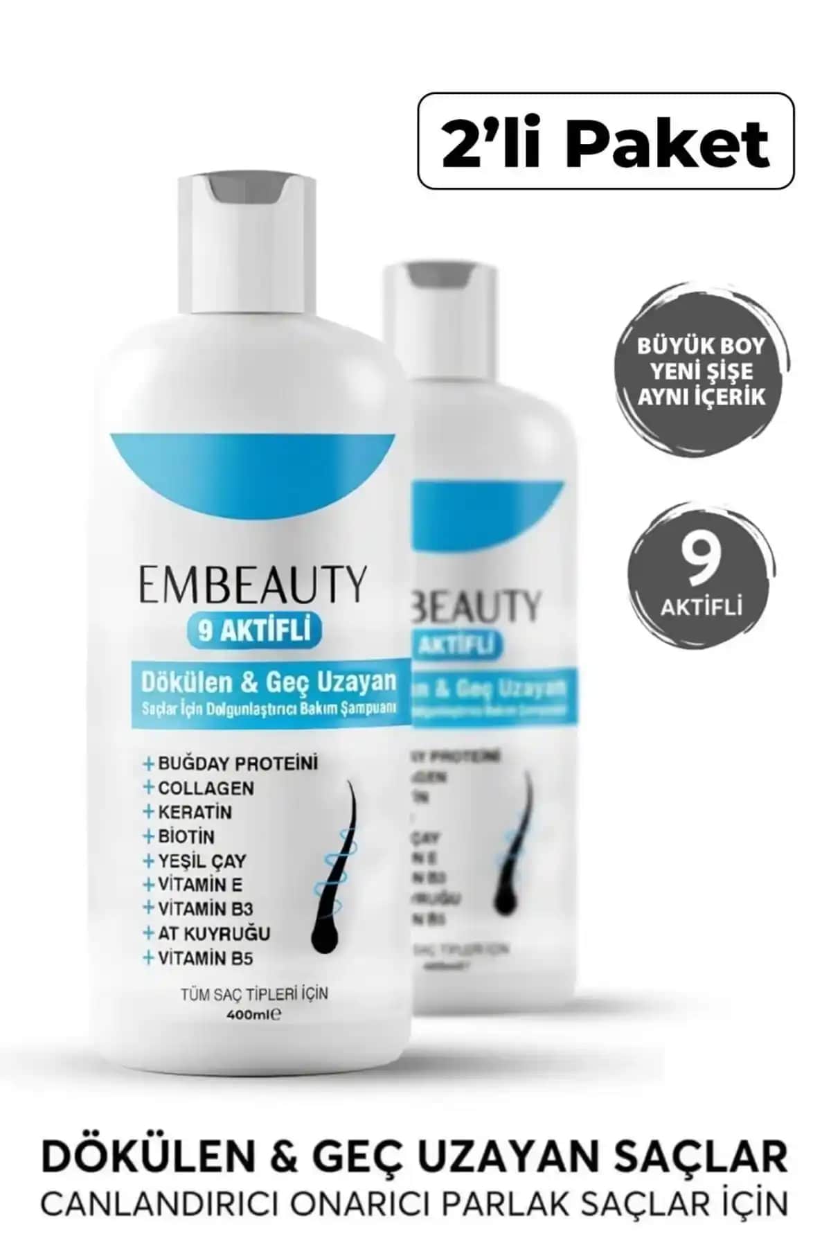 Hızlı Saç Uzatan Kolajen ve Keratin Şampuan Seti