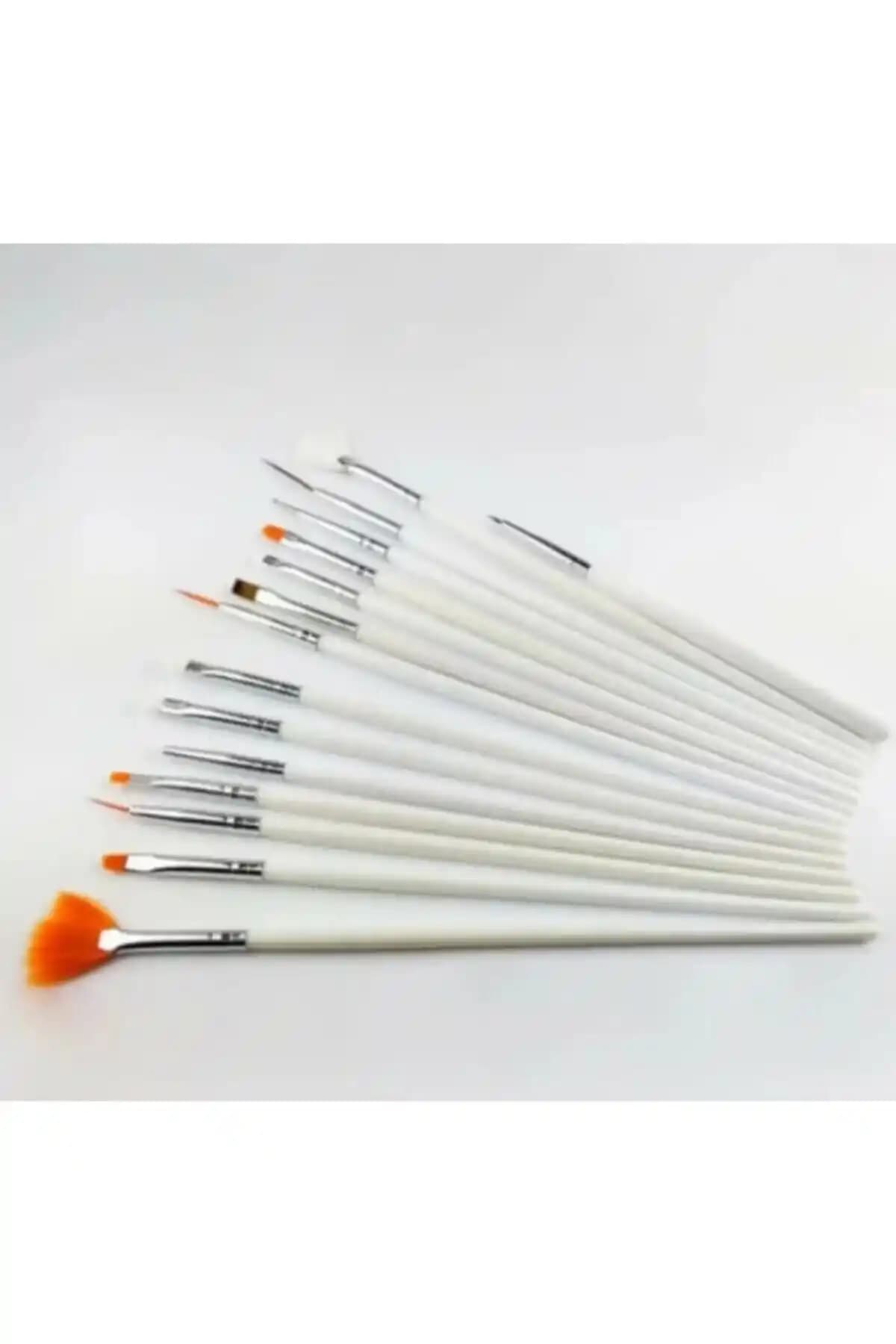 Bendemialsam 15'li Profesyonel Nail Art Süsleme Fırçası Beyaz ile Detaylı Tırnak Tasarımı