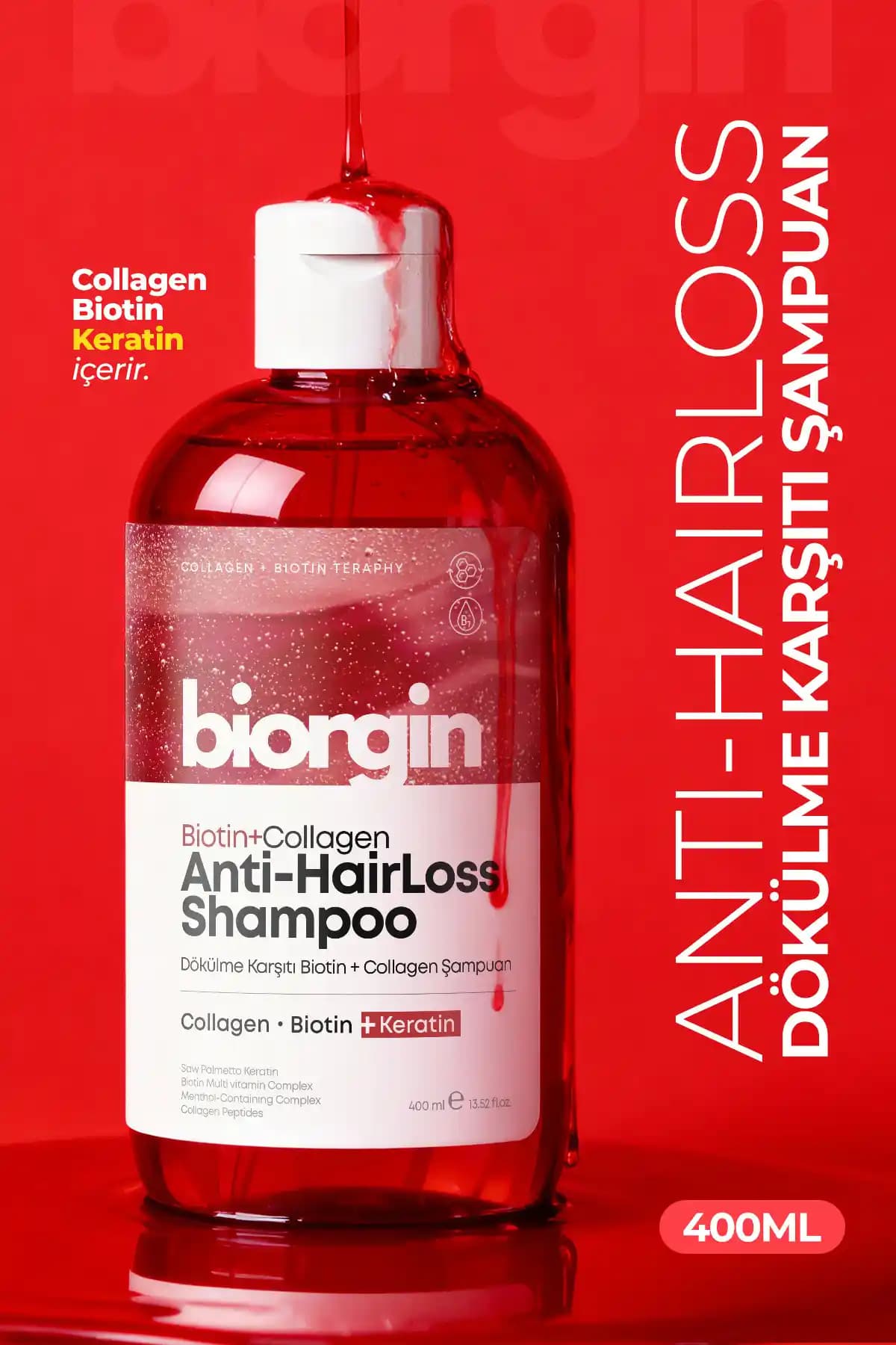 Biorgin Collagen+Biotin Anti Hairloss Şampuan 400ML ile Saç Dökülmesine Karşı Etkili Bakım