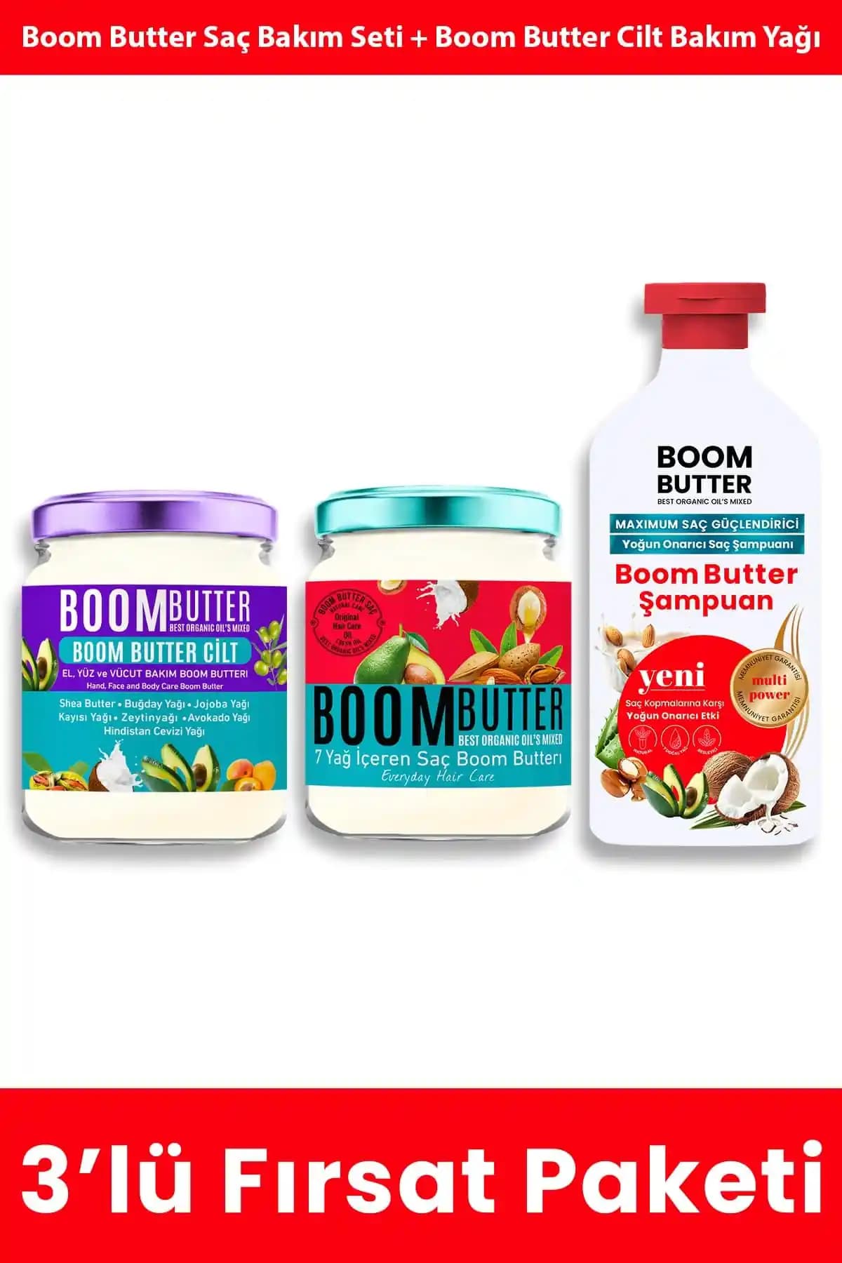 BOOM BUTTER Muhteşem Üçlü: Doğal Yağlarla Saç Bakımında Kapsamlı Çözüm