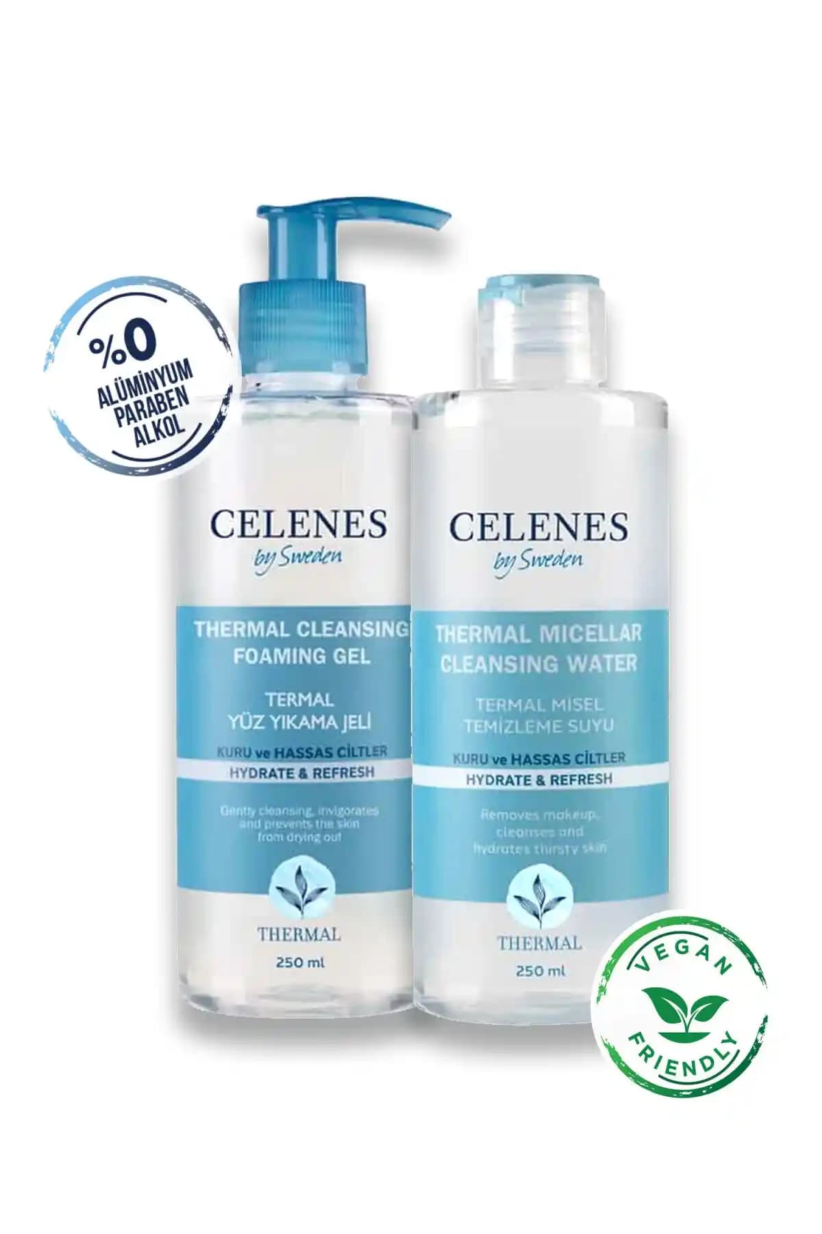 Celenes by Sweden Termal Yüz Temizleme Seti: Kuru ve Hassas Ciltler İçin Nazik Bakım