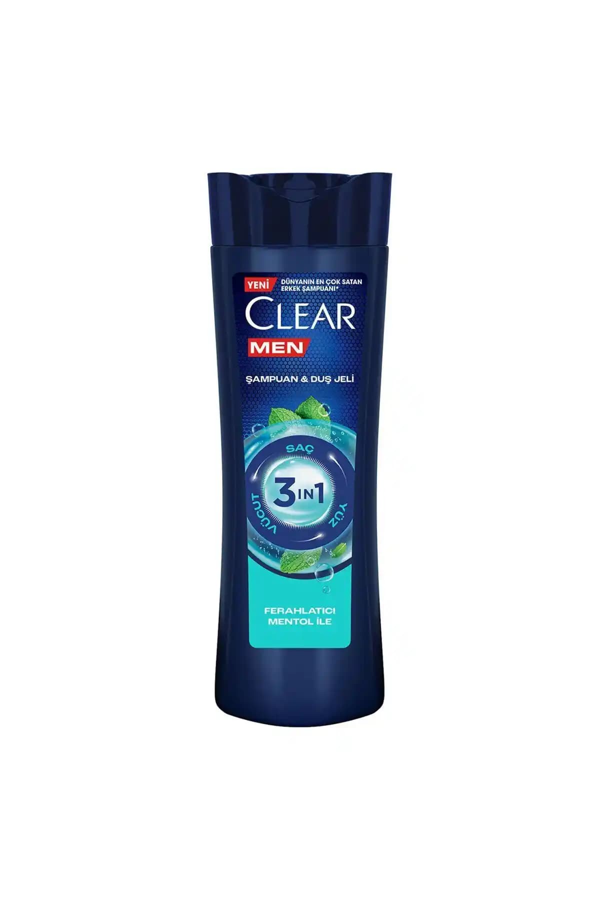 Clear Men 3in1 Şampuan & Duş Jeli Ferahlatıcı Mentol ile Erkek Bakımında Pratik Çözüm