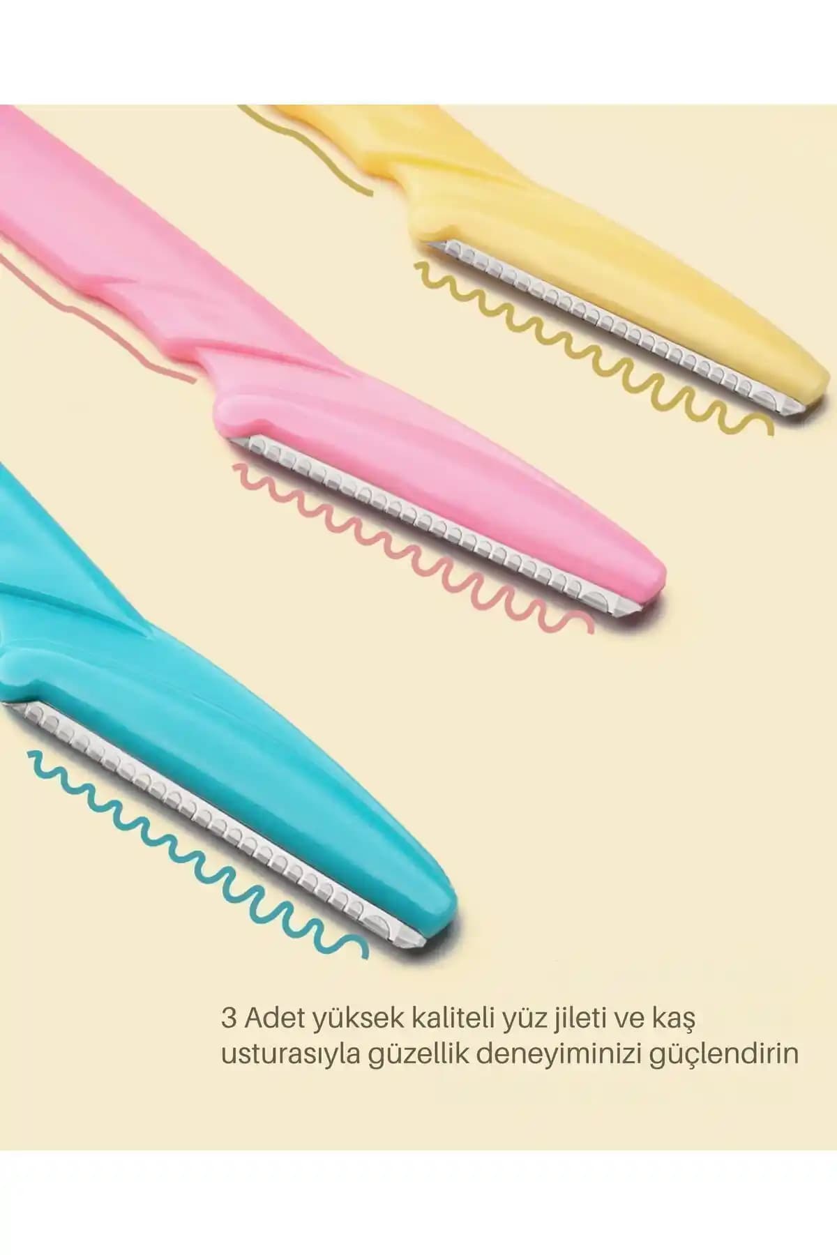 Dermotik 3'lü Ultra Kaş-Bıyık Usturası: Hassas ve Pratik Yüz Tüyü Temizleme Seti