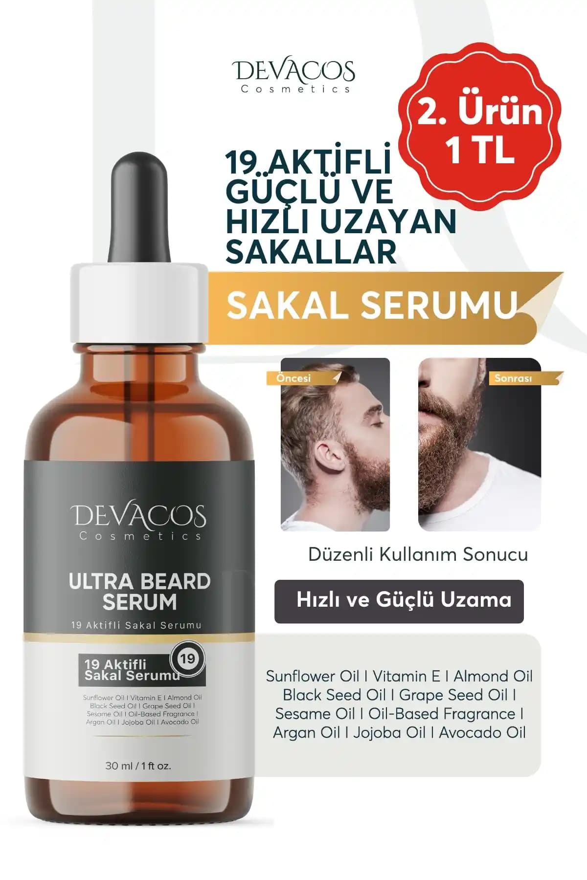DEVACOS 19 Sakal Serumu ile Seyrek Sakal ve Köselik Sorunlarına Etkili Çözüm
