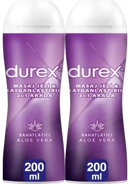 Durex Aloe Vera & Masaj Jeli 200 ml X 2: Doğal ve Su Bazlı Çok Amaçlı Kayganlaştırıcı