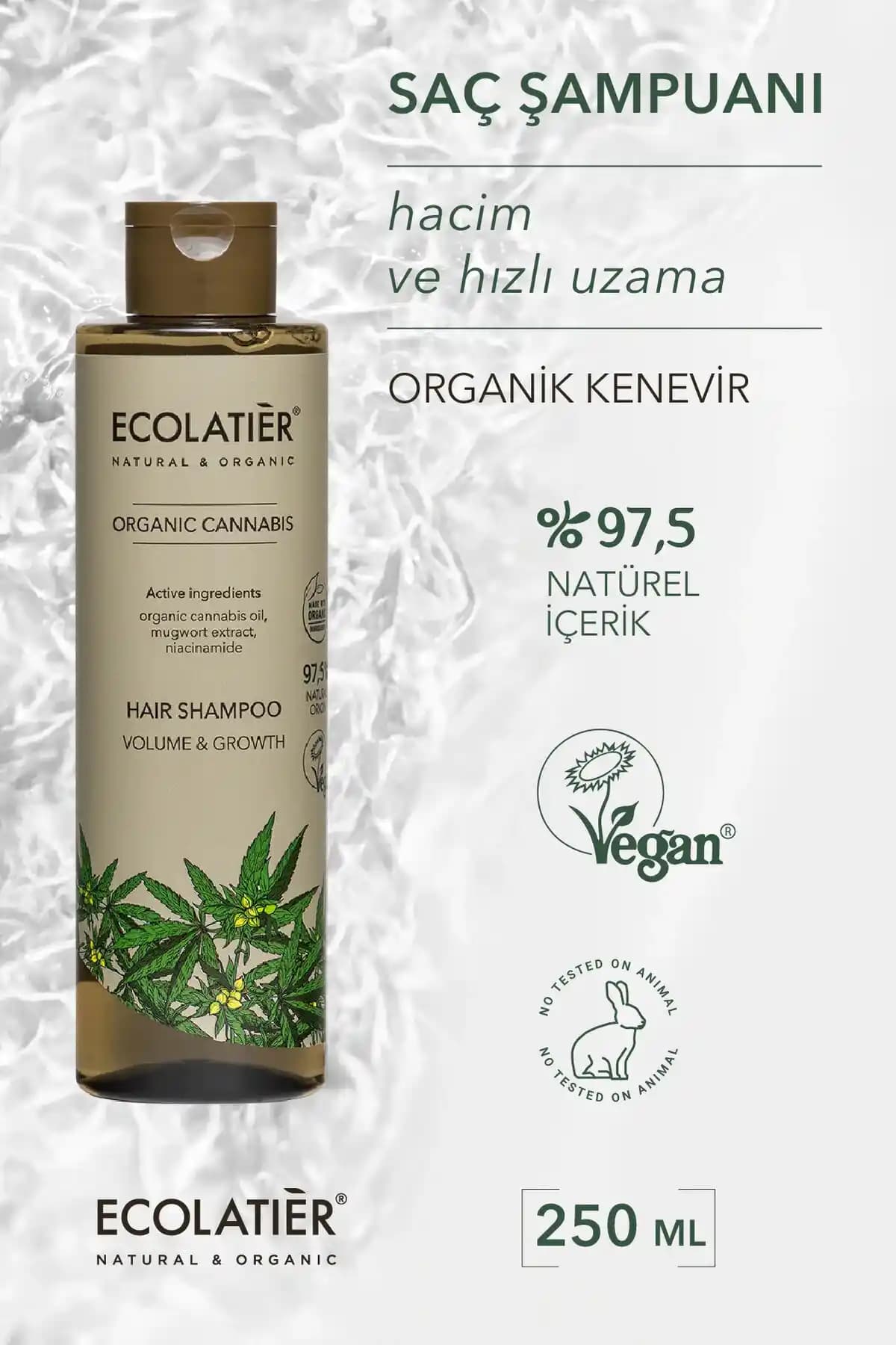 ECOLATIER Organik Kenevirli Saç Şampuanı ile Hacim ve Hızlı Uzama Sağlayın