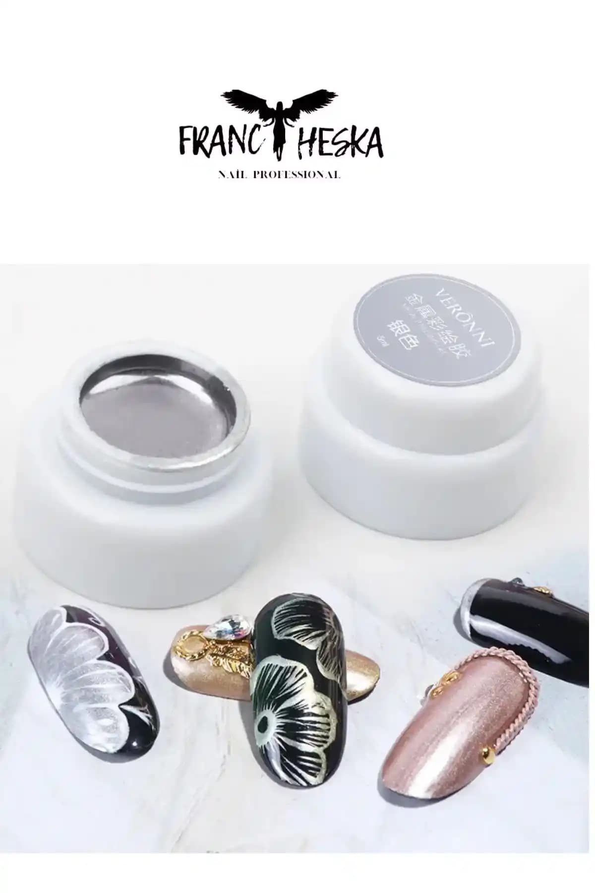 Francheska VERONI Metalik Jel Paint 5gr ile Parlak ve Metalik Tırnak Tasarımları