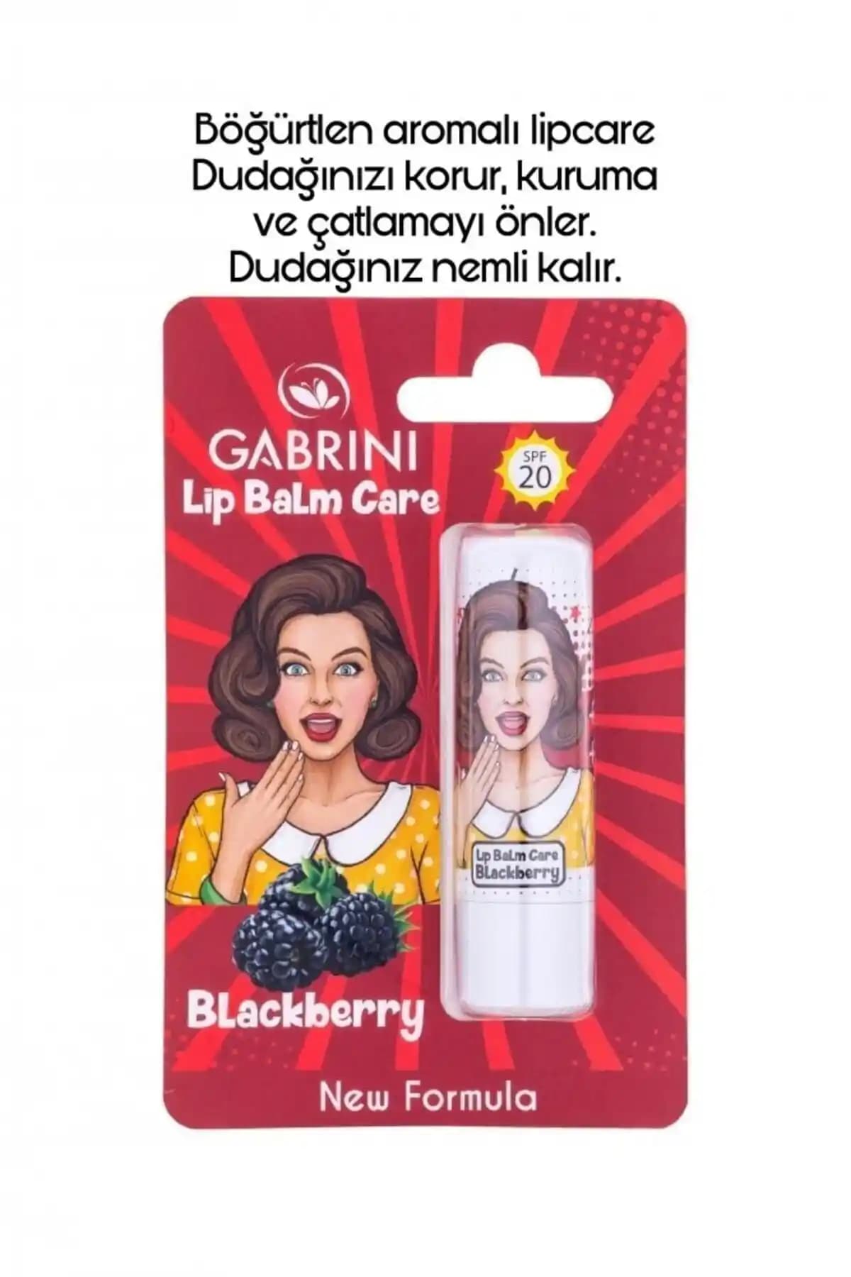 Gabrini Popart Dudak Balmı: Böğürtlen Aromalı Nemlendirici ve SPF 20 Koruma