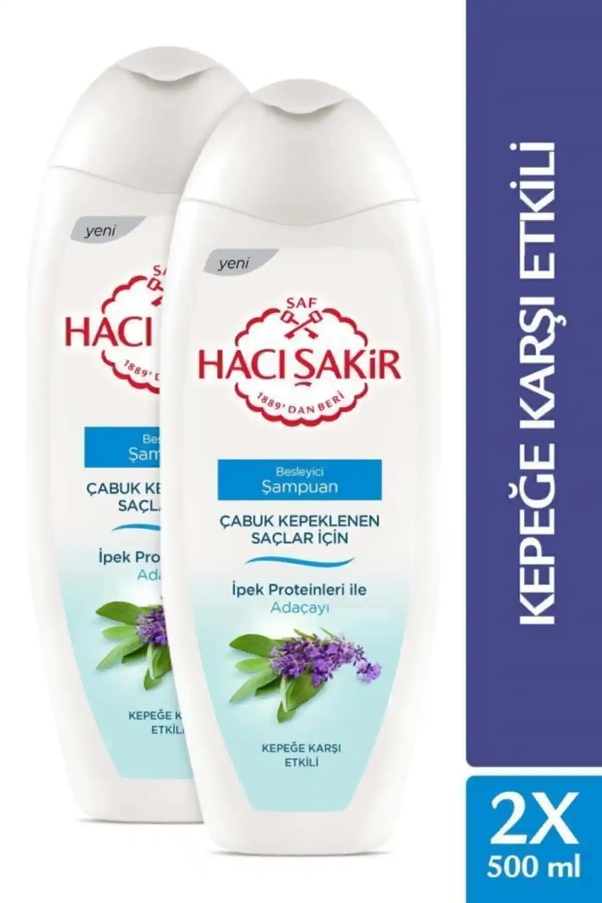 Hacı Şakir Adaçayı Besleyici Şampuan 500 ml x2 - Çabuk Kepeklenen Saçlar İçin Etkili Çözüm