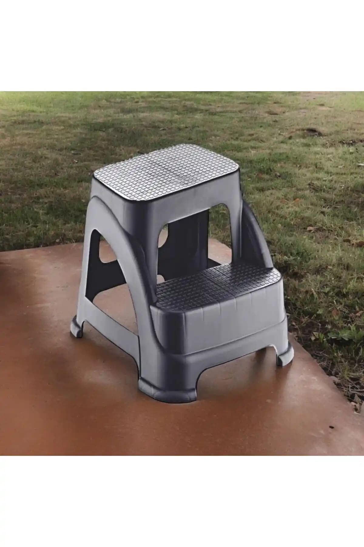 HOLLYHOME Merdivo Büyük Antrasit Basamaklı Tabure Merdiven Dayanıklı ve Çok Amaçlı