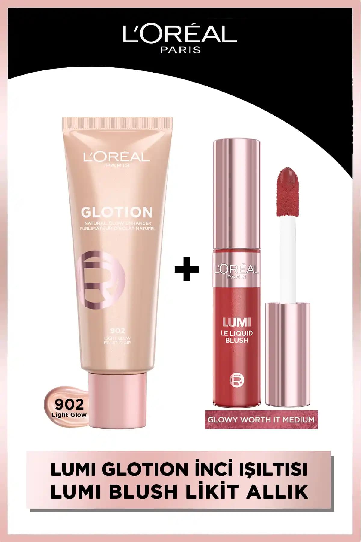 L'Oreal Paris Glotion 902 Likit Aydınlatıcı ve Lumi Blush Likit Allık Seti - Doğal Parlaklık