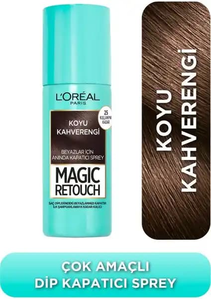 L'Oréal Paris Magic Retouch Koyu Kahverengi Beyaz Dipleri Kapatıcı Sprey 3 Saniyede