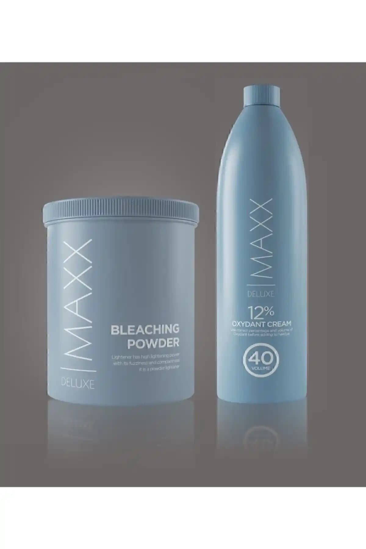 MAXX DELUXE Gri Oryal 1kg ve Oksidan 40V 1000ml ile Etkili Saç Rengi Açma