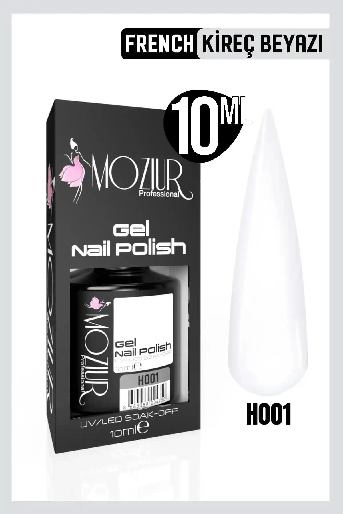 MOZIUR Kalıcı Oje UV LED H001 Kireç Beyazı 10ml - Uzun Süreli Dayanıklı Tırnak Bakımı