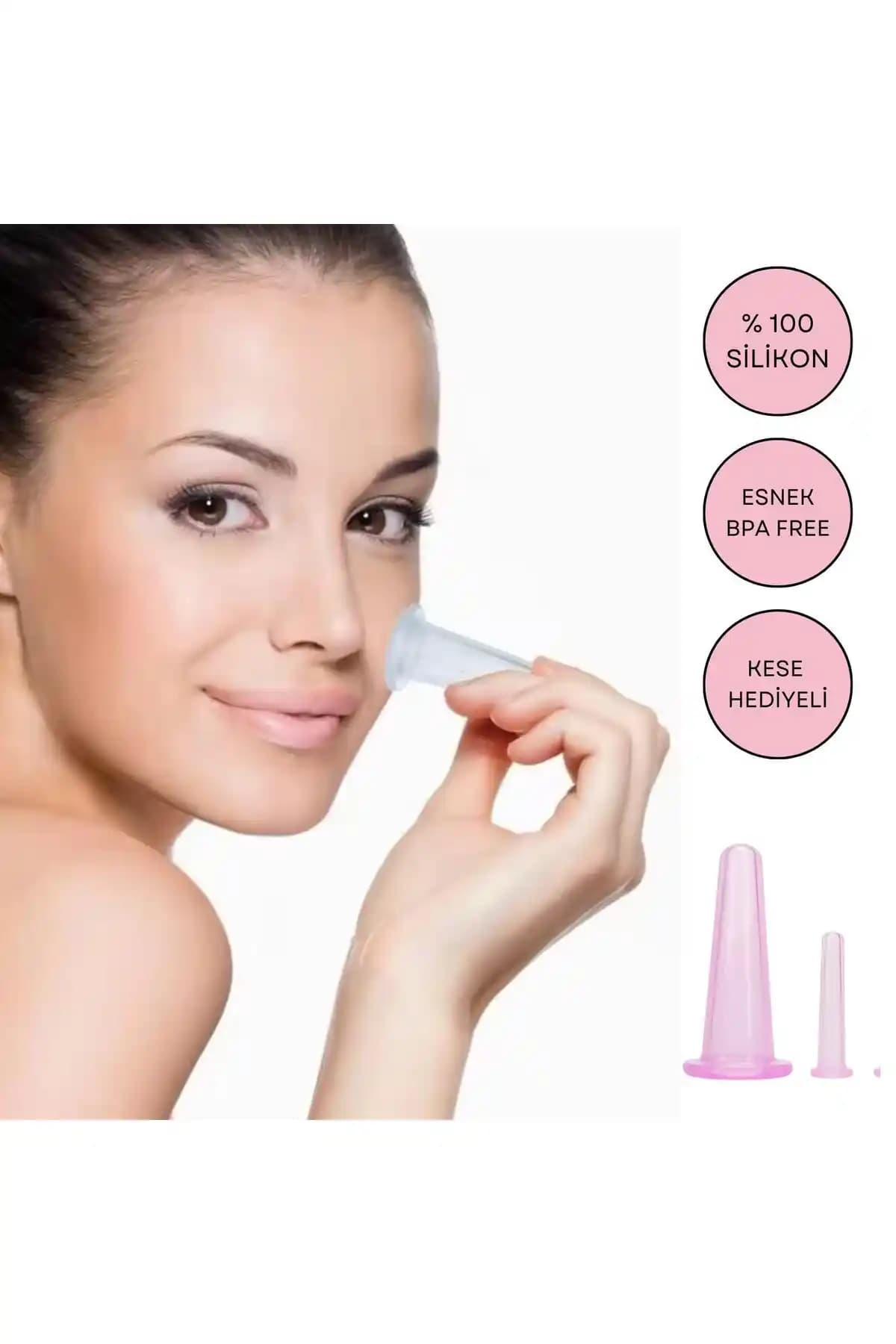 Naturachi Silikon Vakumlu Yüz Masaj Kupa Seti 2'li Pembe - Cilt Bakımında Yenilikçi Çözüm