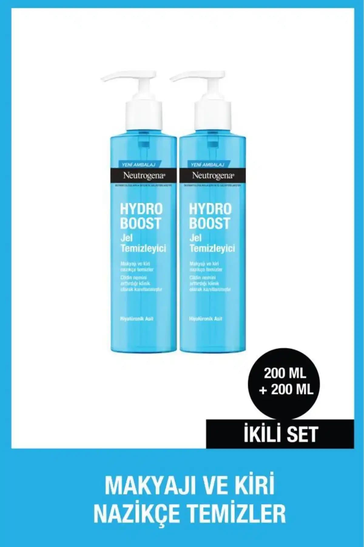 Neutrogena Hydro Boost Jel Temizleyici 200ml X2 ile Derinlemesine Temizlik ve Nem Desteği