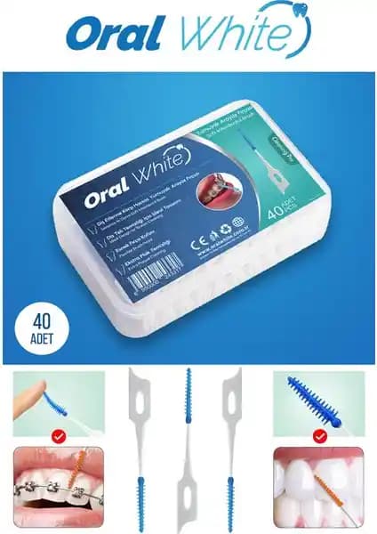 Oral White Soft Arayüz Fırçası 40 Adet Metal İçermeyen Yumuşak Diş Arası Temizleyici