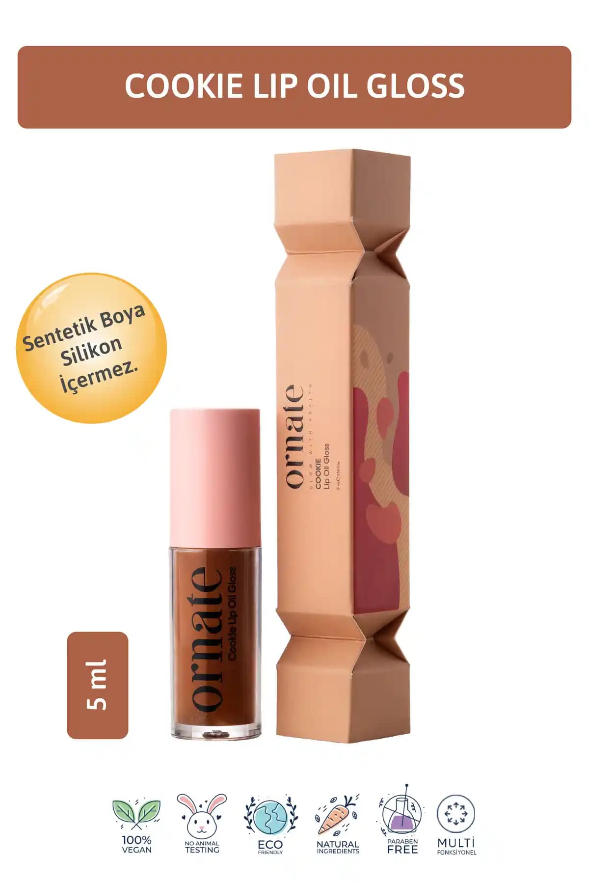 ORNATE Cookie Lip Oil Gloss: Dudaklar İçin Nemlendirici ve Parlaklık Sağlayan Yağ