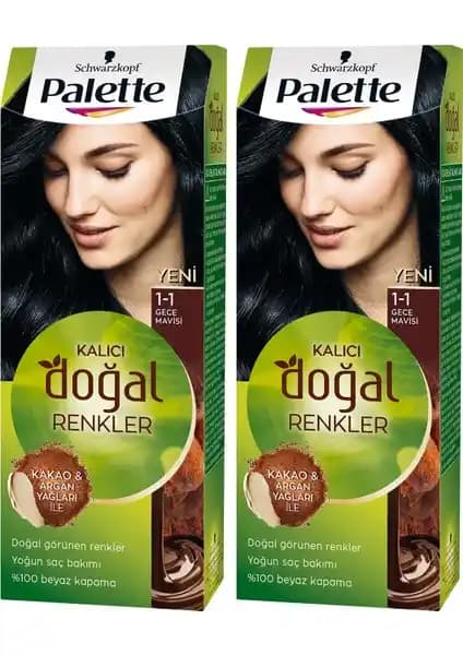 Palette Kalıcı Doğal Renkler Saç Boyası 1-1 Gece Mavisi ile Canlı ve Kalıcı Renk