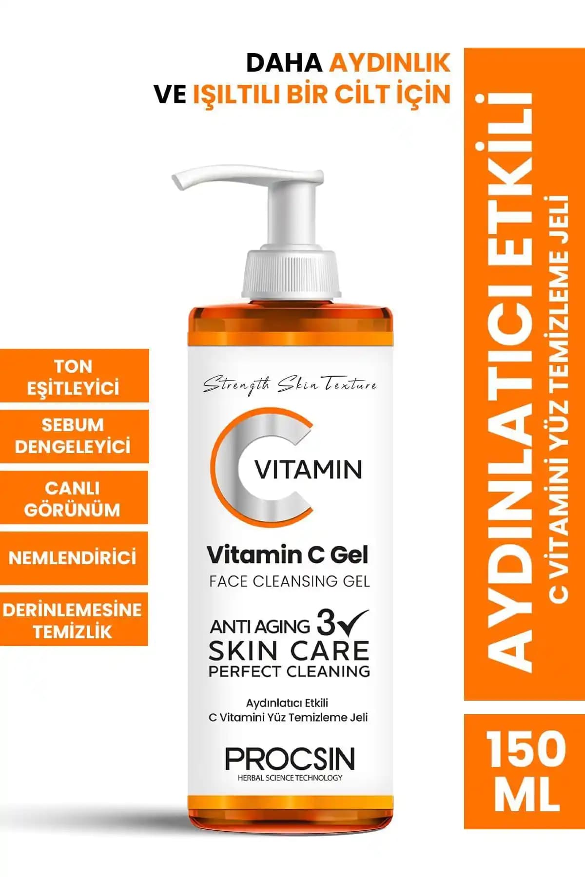 PROCSIN C Vitamini Yüz Temizleme Jeli 150 ML - Aydınlatıcı ve Nazik Temizlik