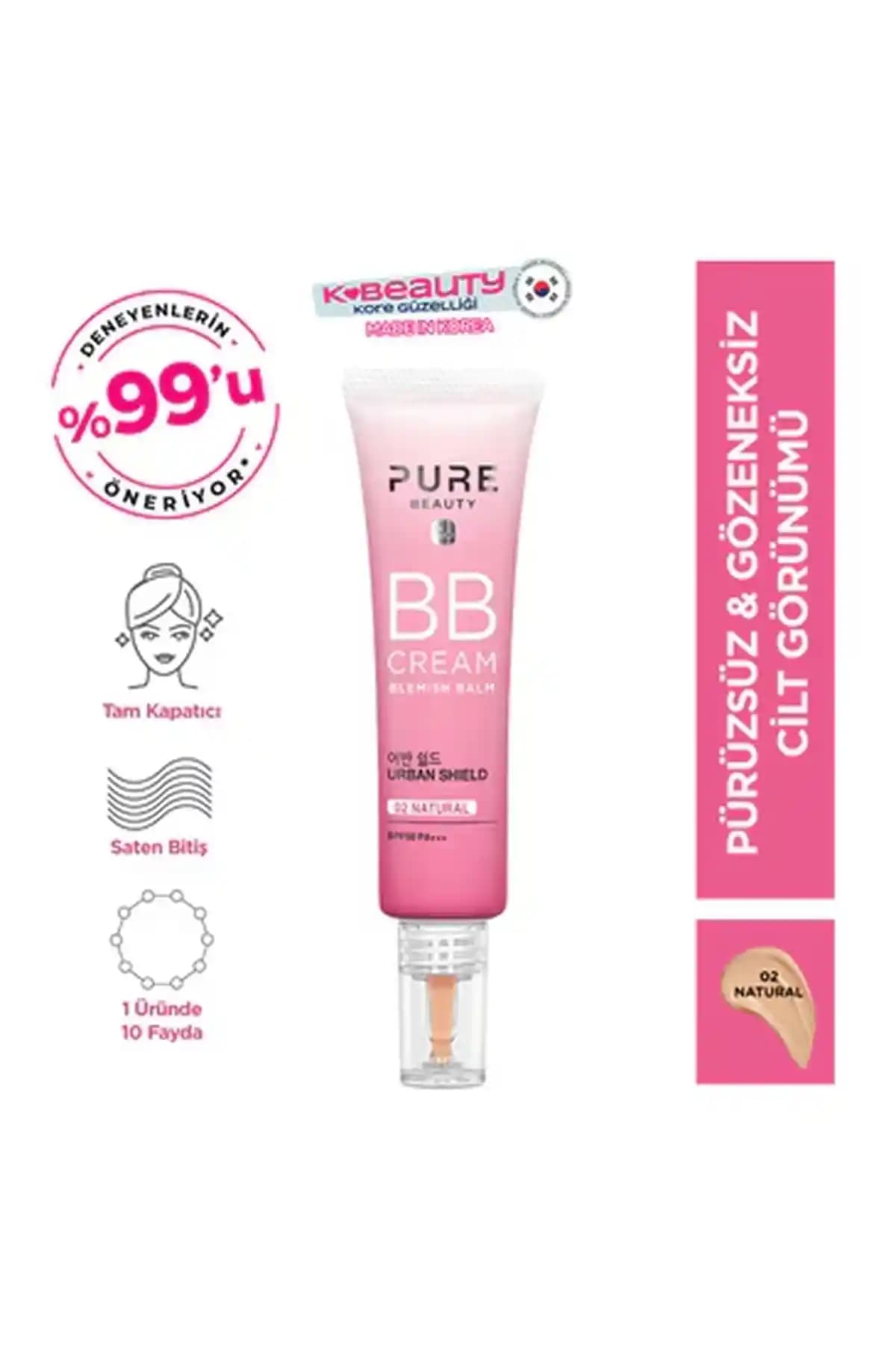 PURE BEAUTY BB Krem SPF50 PA Natural 30 ml: Doğal ve Koruyucu Cilt Bakımı