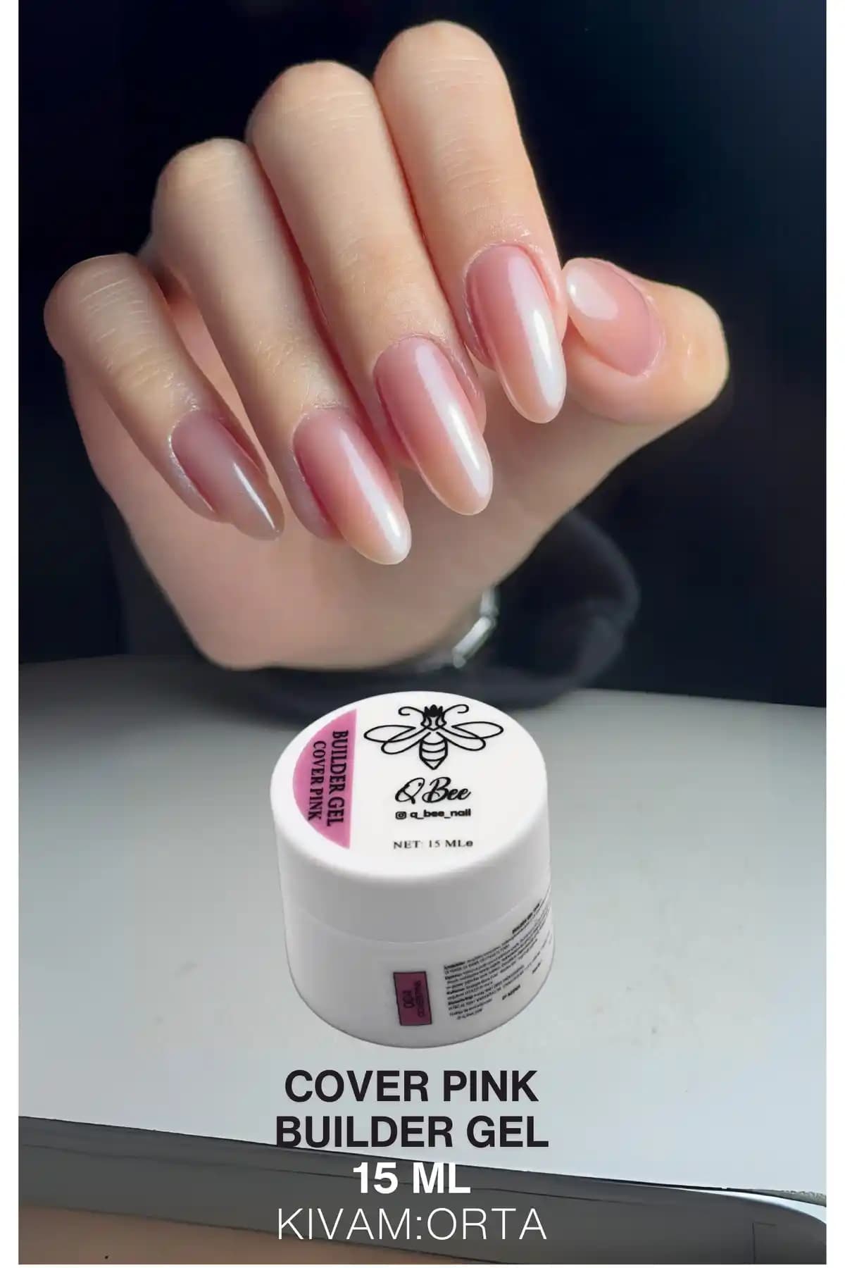 QBEE PROFESSIONAL 15ml Protez Tırnak Jeli Builder Gel Cover Pink ile Dayanıklı ve Estetik Tırnaklar