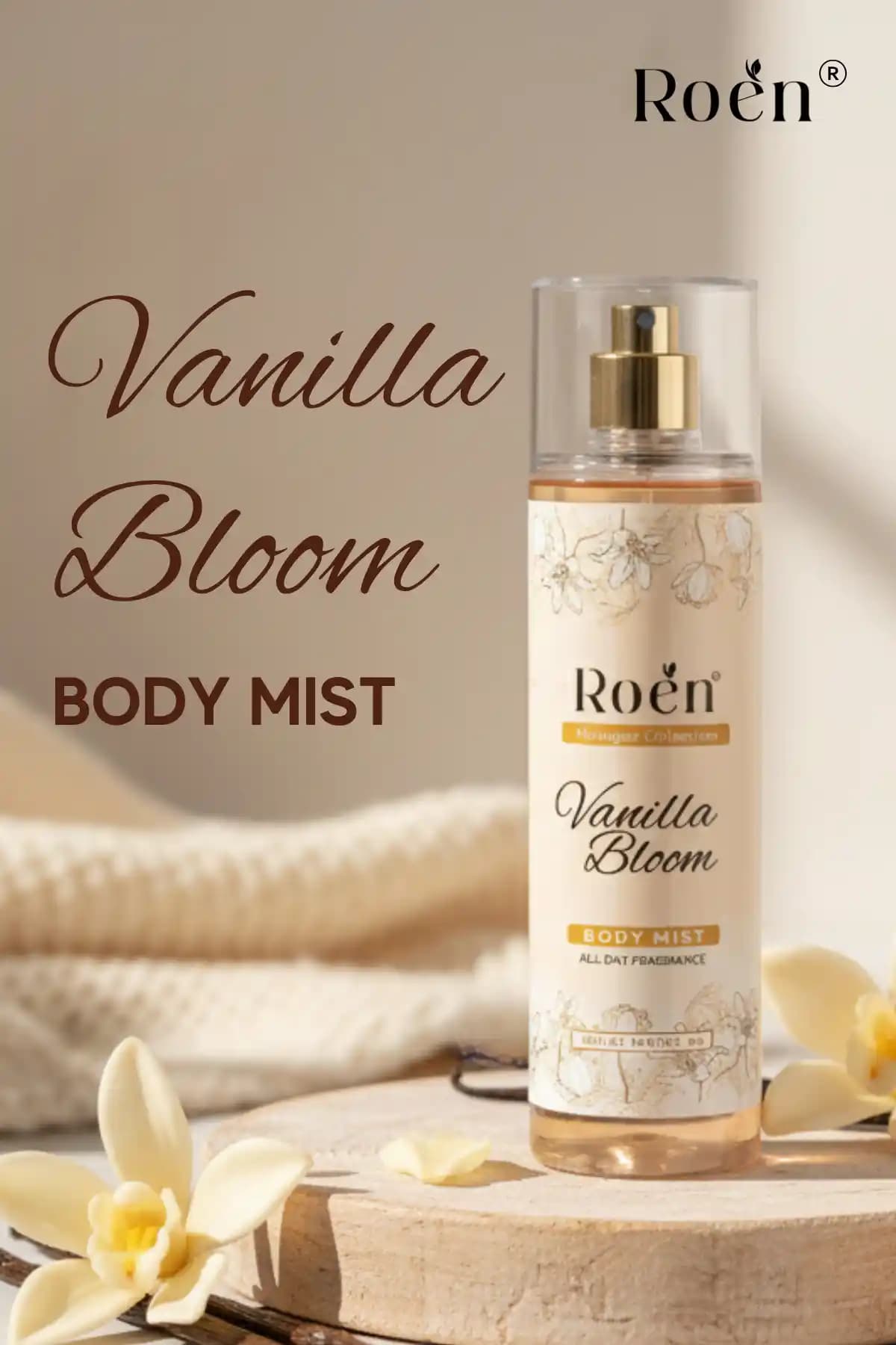 Roen Vanilya Body Mist 200 ml: Kalıcı ve Ferahlatıcı Aromatik Vanilya Vücut Spreyi