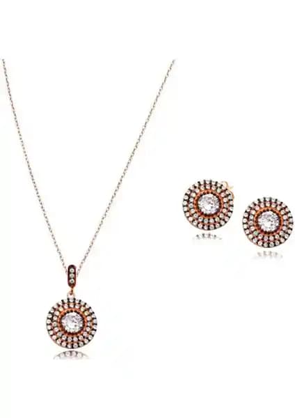 Silver & Silver 925 Ayar Gümüş Elmas Kolye ve Küpe Seti Zarif Tasarım ve Işıltı