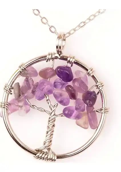 Taş Sandığı Ametist Taşı Hayat Ağacı Kolye: Zarif Tasarım ve Ruhsal Denge