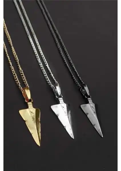 The Collection 3'lü Triagle Ok Ucu Erkek Kolye Seti Modern Tasarım ve Kombinasyon