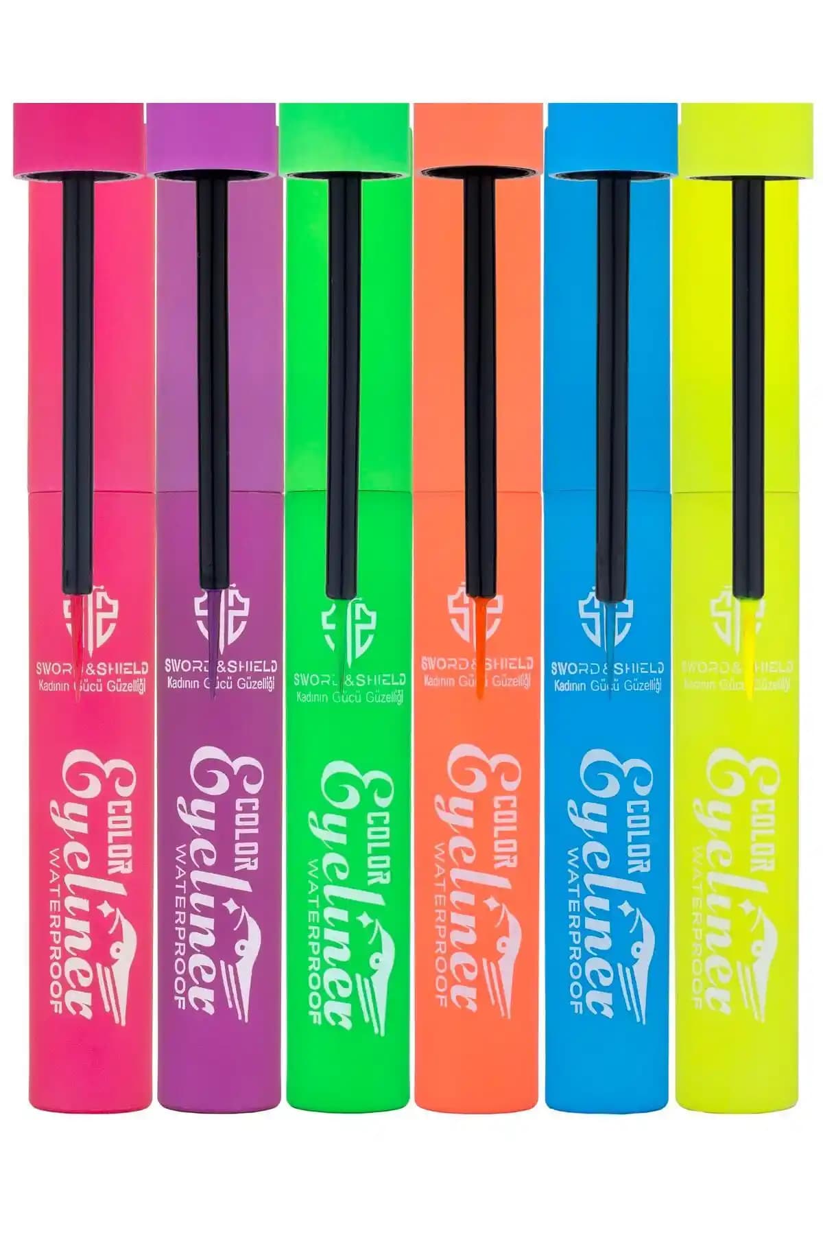 Tikatti Sword & Shield 6 Renkli Neon Fırçalı Eyeliner ile Canlı ve Kalıcı Makyaj