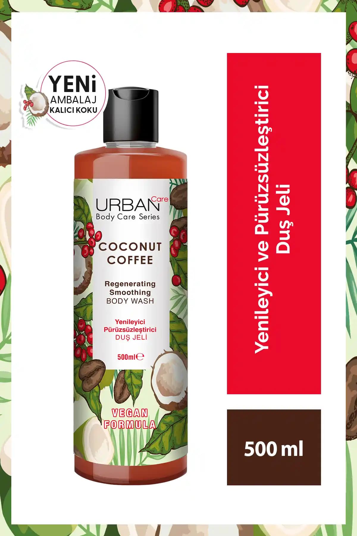 Urban Care Coconut Coffee Yenileyici ve Pürüzsüzleştirici Vegan Duş Jeli 500 ml