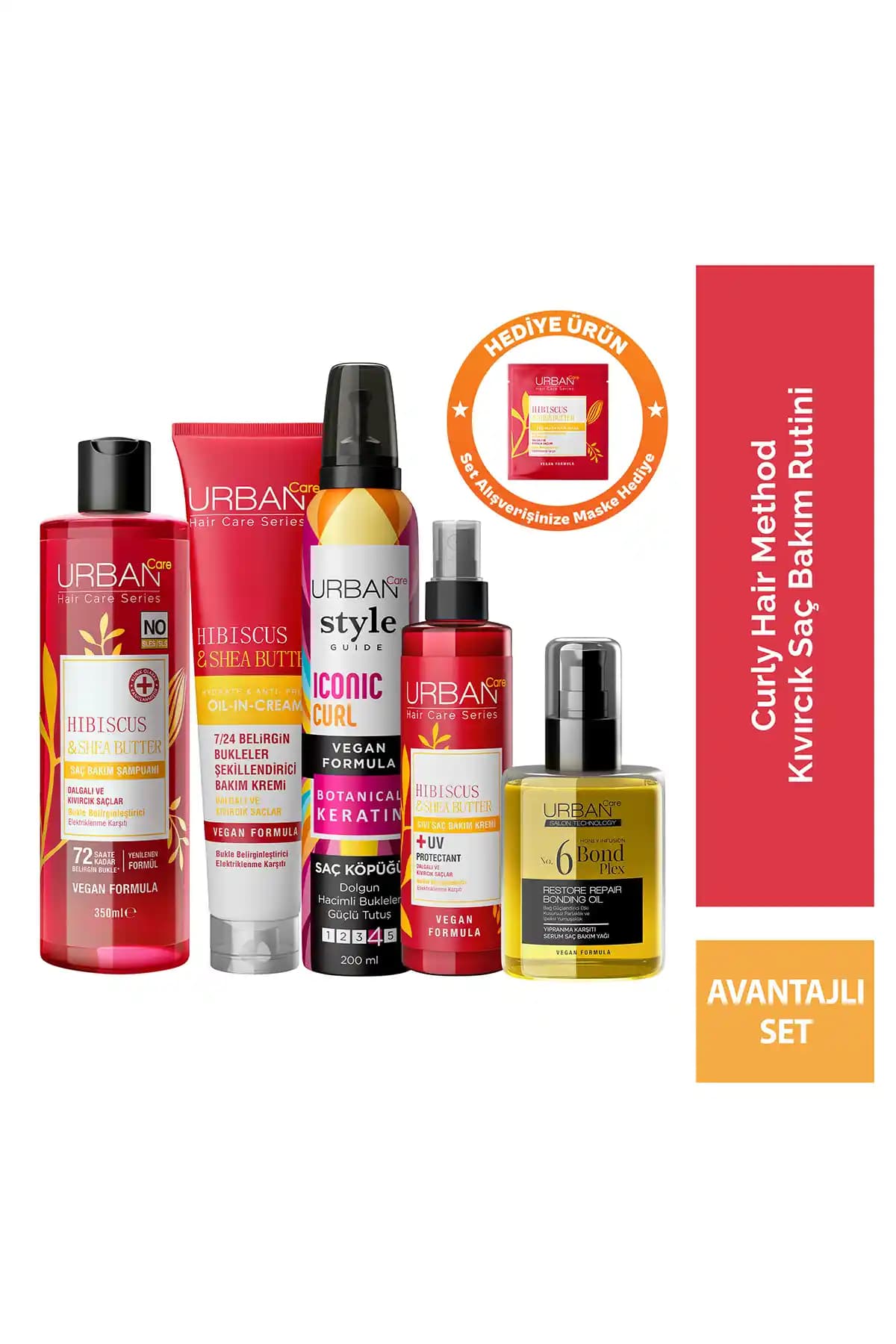 Urban Care Curly Hair Method: Kıvırcık Saçlar İçin Elektriklenme Önleyici ve Nemlendirici Bakım Seti