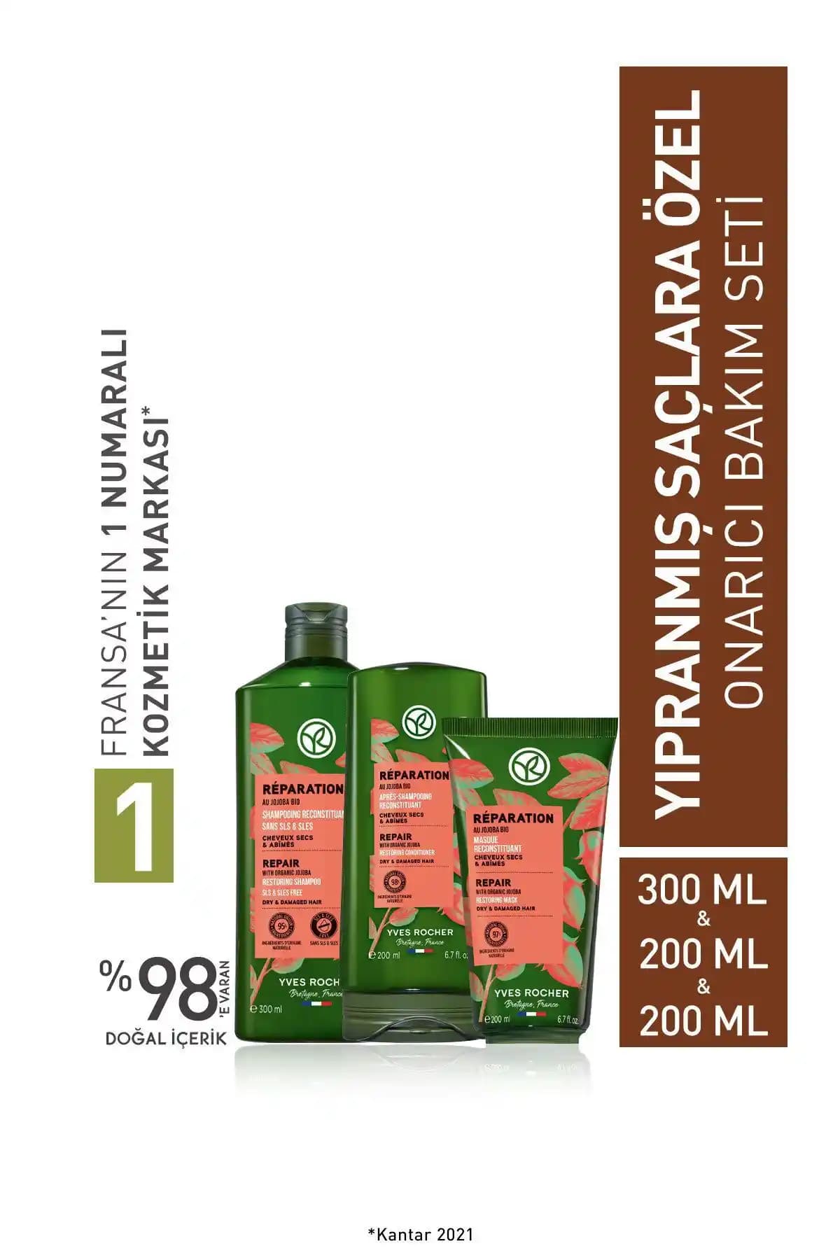 Yves Rocher Yıpranmış Saçlara Özel Onarıcı Bakım Seti ile Derinlemesine Saç Onarımı