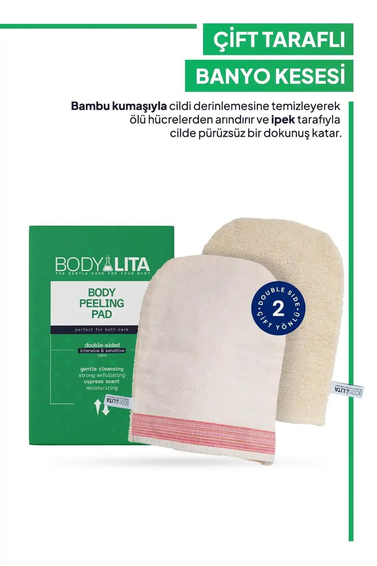 Bodylita Çift Taraflı Banyo Kesesi: Yüksek Performanslı ve Doğa Dostu Temizlik Aksesuarı