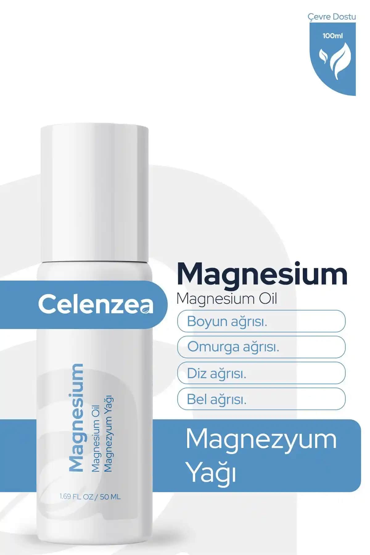 Celenzea Saf Magnezyum Yağı Rollon: Doğal Bitkisel Kas ve Eklemler İçin Rahatlatıcı Yağ